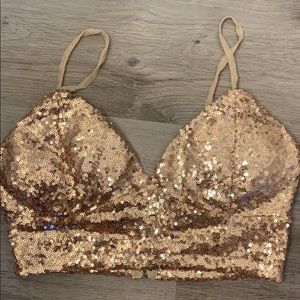 Rose gold sequin crop too